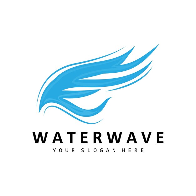 Logotipo de onda de agua Elemento de tierra Vector Alas de agua Estilo de diseño de logotipo Icono de marca Pegatina
