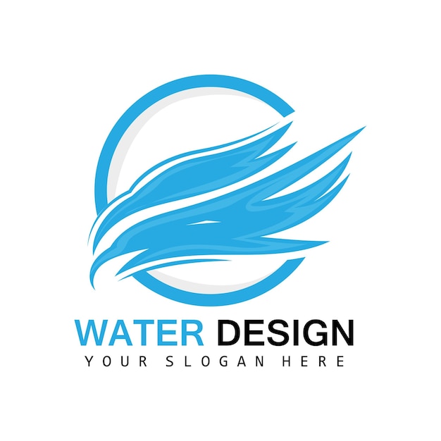 Logotipo de onda de agua Elemento de tierra Vector Alas de agua Estilo de diseño de logotipo Icono de marca Pegatina