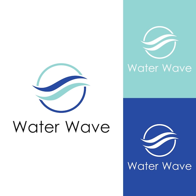 Logotipo de onda de agua y logotipo de onda de mar u onda de agua de playa con concepto de diseño vectorial de plantilla de ilustración de símbolo