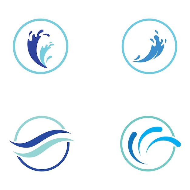 Logotipo de onda de agua y logotipo de onda de mar u onda de agua de playa con concepto de diseño vectorial de plantilla de ilustración de símbolo