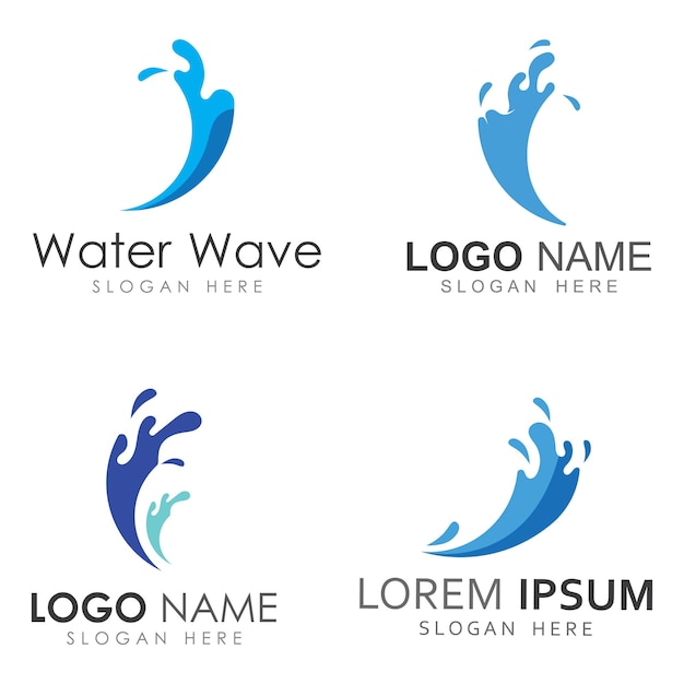 Logotipo de onda de agua y logotipo de onda de mar u onda de agua de playa con concepto de diseño vectorial de plantilla de ilustración de símbolo