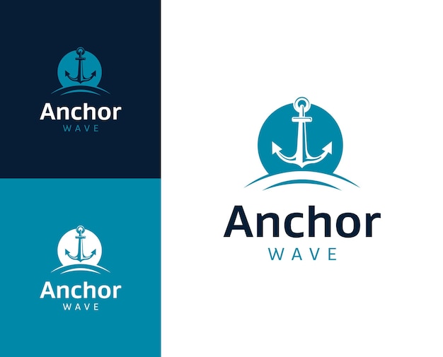 Logotipo de la onda de anclaje Ilustración del diseño del logotipo con icono de la onda del anclaje