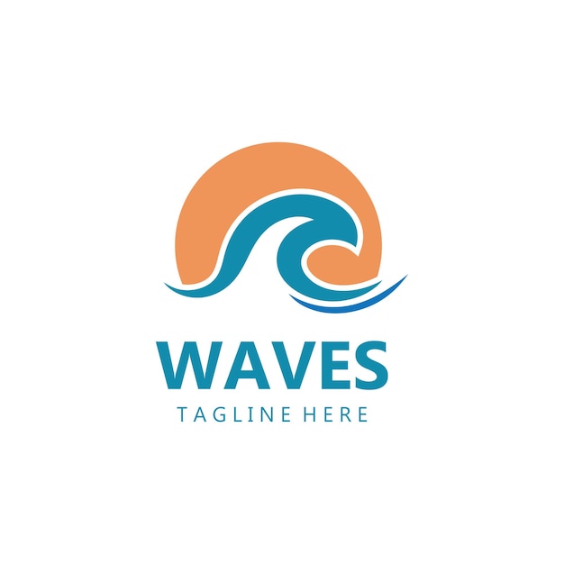 Logotipo de onda playa olas mar diseño vectorial de agua