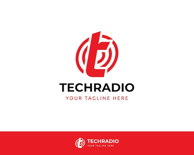 Logotipo de la onda de radio del círculo de la letra T