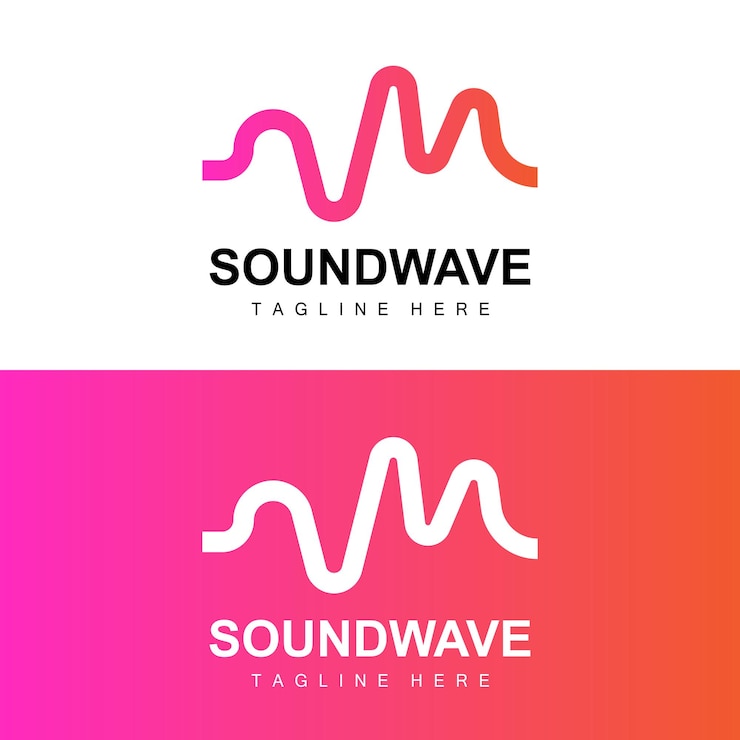 Vector logotipo de onda de sonido y plantilla de icono de vector de tono de sonido producto de marca de música