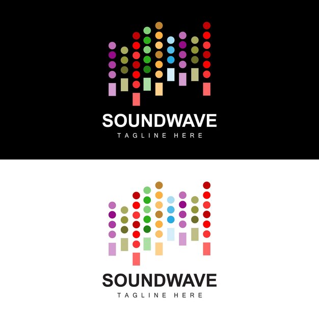 Logotipo de onda de sonido y plantilla de icono de vector de tono de sonido producto de marca de música