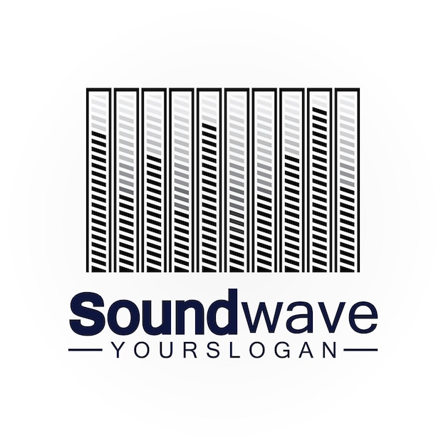 Logotipo de onda sonora y vector de símbolos