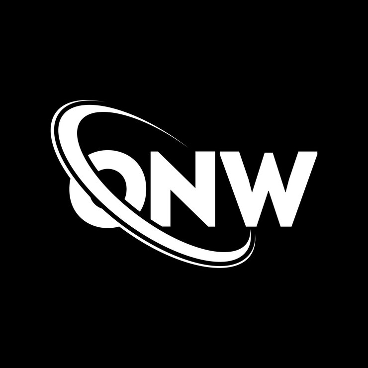 Vector el logotipo onw, la letra onw, el diseño del logotipo de la carta onw, las iniciales onw, vinculado con un círculo y un monograma en mayúscula, el logotipo onw, la tipografía onw para el negocio tecnológico y la marca inmobiliaria.