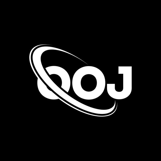 Logotipo de la OOJ: diseño de logotipo de la letra OOJ Iniciales: logotipo del OOJ vinculado con círculo y monograma en mayúsculas Logotipo del O OJ: tipografía para negocios tecnológicos y marca inmobiliaria