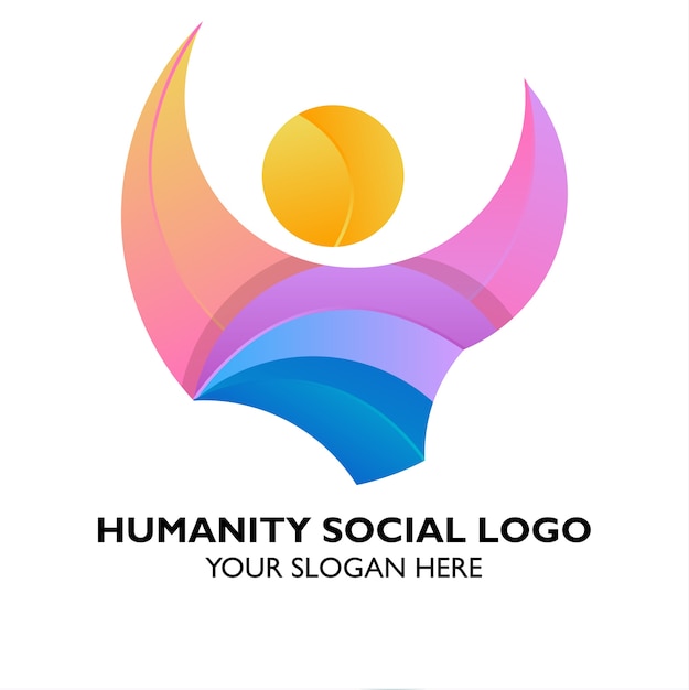 Logotipo de la organización juvenil para hummanidad o actividad voluntaria
