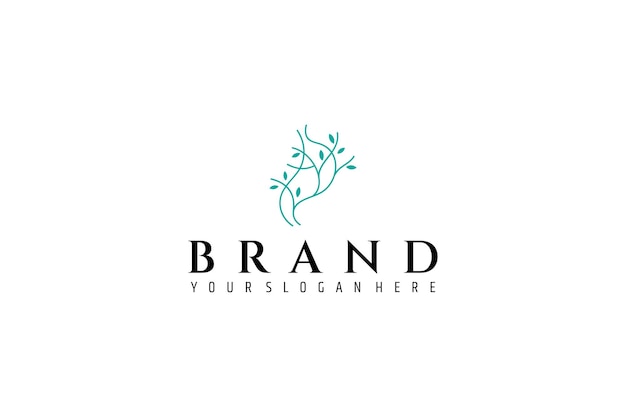 Logotipo del órgano estomacal con combinación de plantas en estilo de diseño de arte de línea