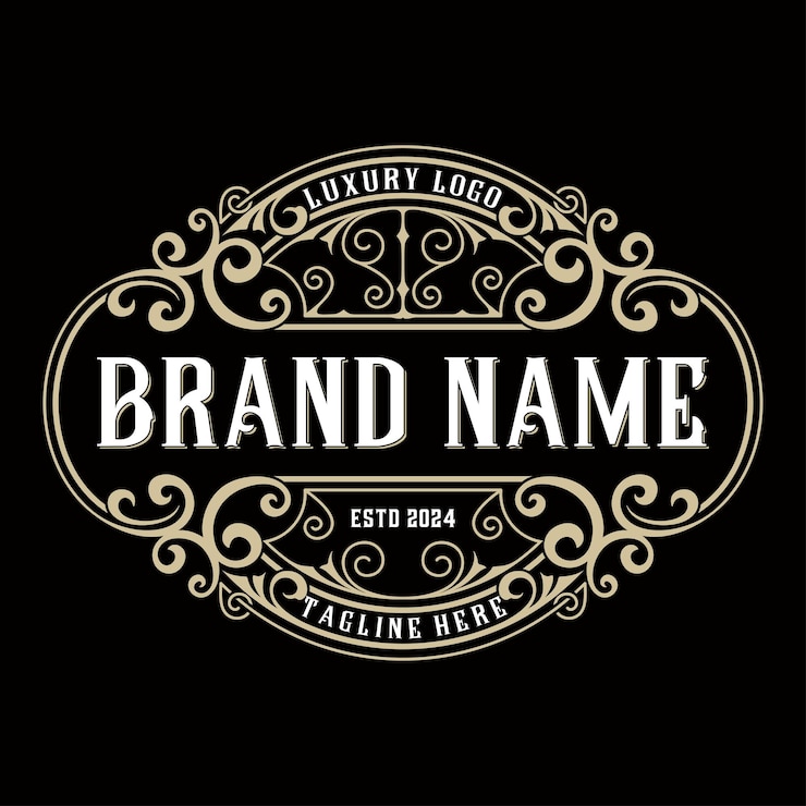 Vector logotipo ornamental vintage con lujo decorativo floral