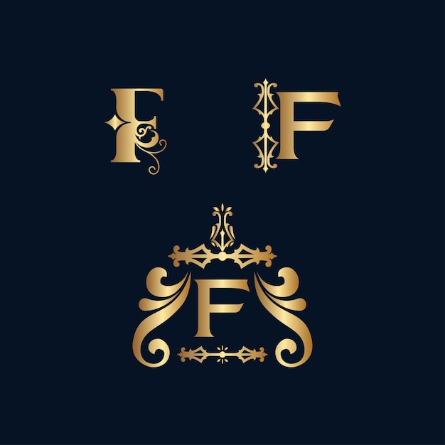 Vector logotipo de oro cosmético letra f