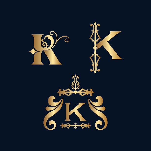 Logotipo de oro cosmético letra k