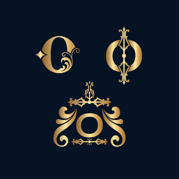 Vector logotipo de oro cosmético letra o