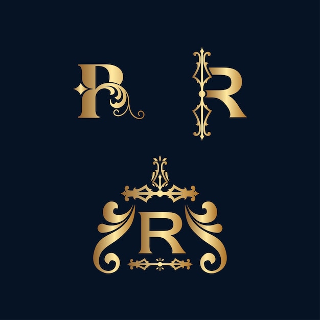 Vector logotipo de oro cosmético letra r