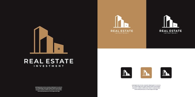 Logotipo de oro Diseño de construcción Símbolo de inspiración Inmobiliario para construcción Arquitectura Apartamento Hotel y etc.