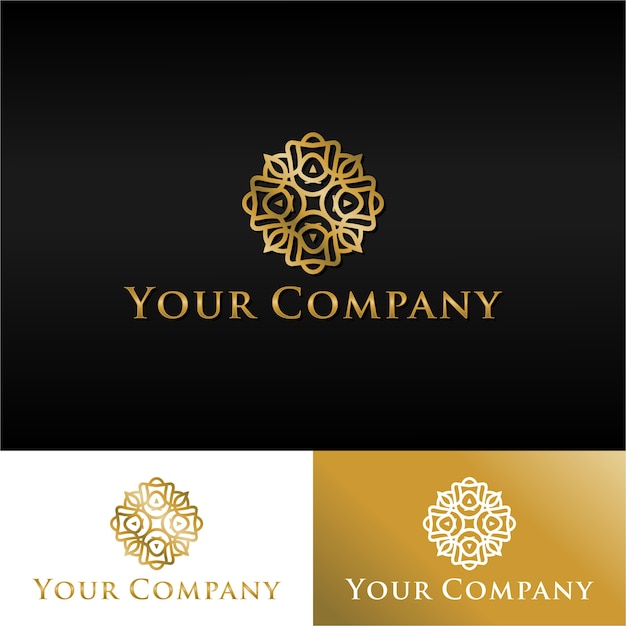 logotipo de oro de lujo descarga floral abstracta floral