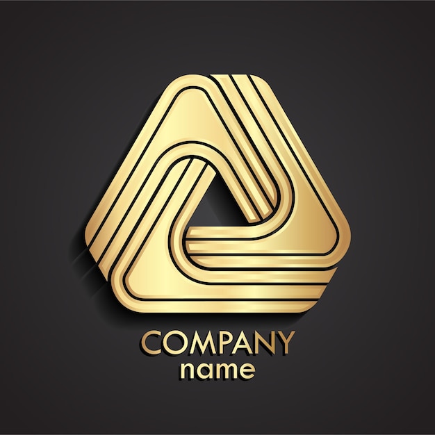 Logotipo de oro moderno en forma de triángulo 3D