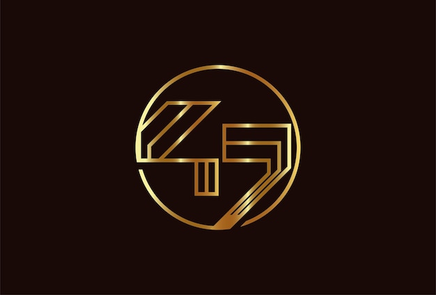 Logotipo de oro número 47 abstracto, estilo de línea de monograma número 47 dentro del círculo