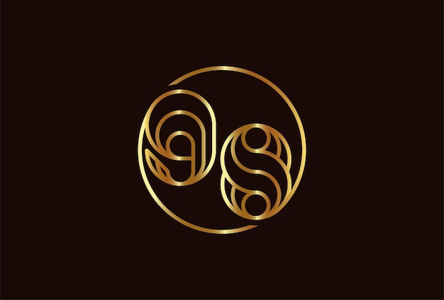 Logotipo de oro número 98 abstracto, estilo de línea de monograma número 98 dentro del círculo