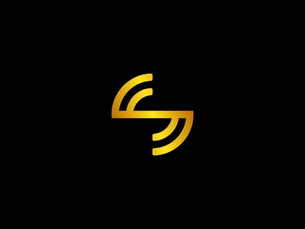 Logotipo de oro s sobre un fondo negro
