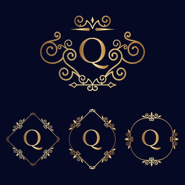 Vector logotipo de oro vip letra q