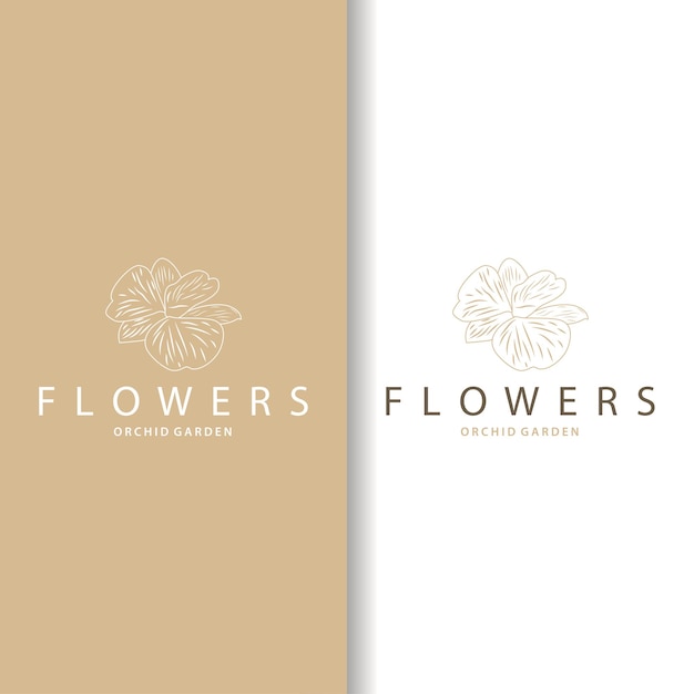 Logotipo de orquídea diseño de flores simple, lujoso y elegante para salón de cosméticos, spa y belleza