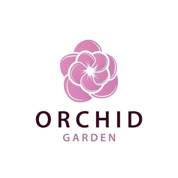 Logotipo de orquídea diseño de flores simple, lujoso y elegante para salón de cosméticos, spa y belleza