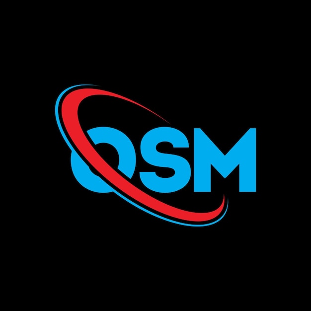 El logotipo de OSM, la letra OSM, las iniciales, el logotipo OSM vinculado con círculo y monograma en mayúsculas, la tipografía OSM para el negocio tecnológico y la marca inmobiliaria.