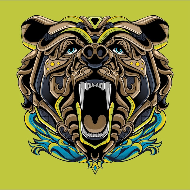 Logotipo de oso con adorno completo