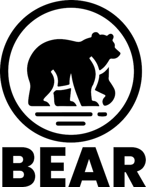 El logotipo del oso, la ilustración artística vectorial, el color negro, un oso salvaje, el logotipo vectorial.