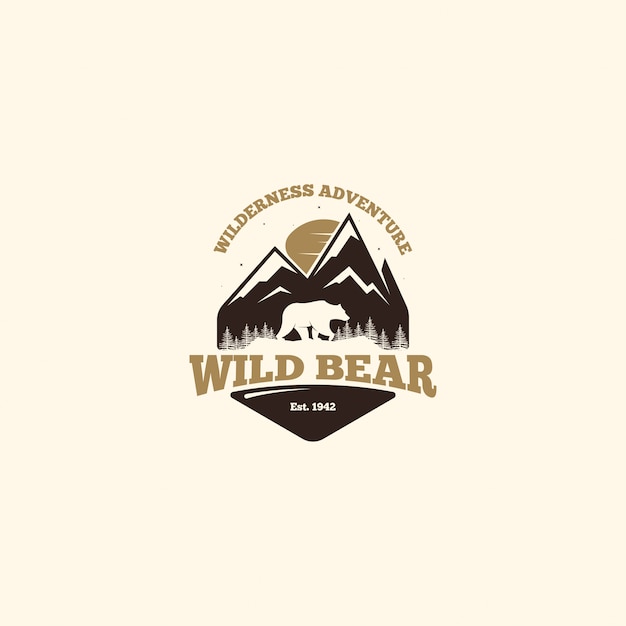 Vector logotipo del oso salvaje logo de campamento al aire libre