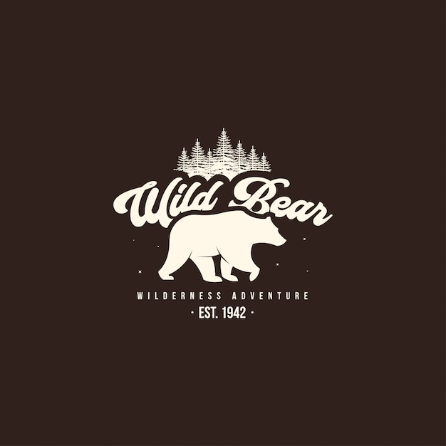 Logotipo del oso salvaje logo de campamento al aire libre
