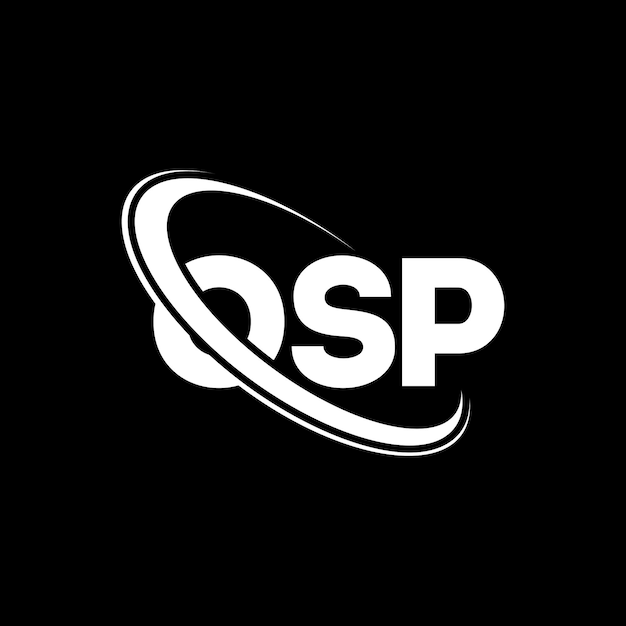 El logotipo de OSP, la letra OSP, el diseño del logotipo de la carta OSP, las iniciales, el logotipo OSP vinculado con un círculo y un monograma en mayúsculas, la tipografía OSP para el negocio tecnológico y la marca inmobiliaria.