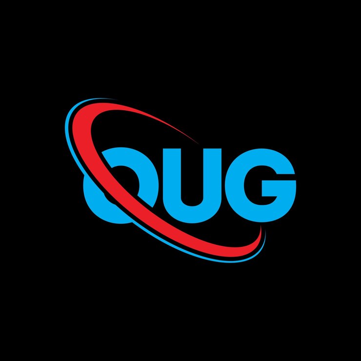 Vector logotipo oug oug letra oug letra diseño de logotipo iniciales oug logotipo vinculado con círculo y mayúscula monograma logotipo oug tipografía para negocios de tecnología y marca inmobiliaria