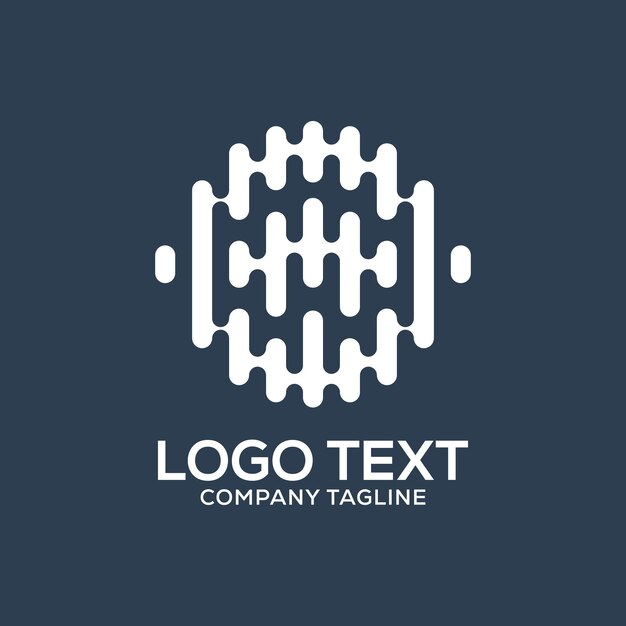 Logotipo oval con líneas blancas en fondo oscuro