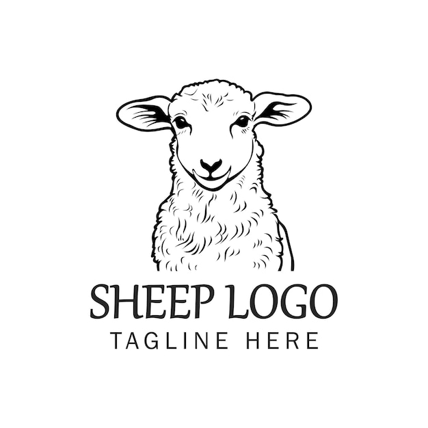 Logotipo de oveja Ilustración vectorial Logotipo de arte de línea minimalista Logotipo de comida de restaurante de negocios de la compañía