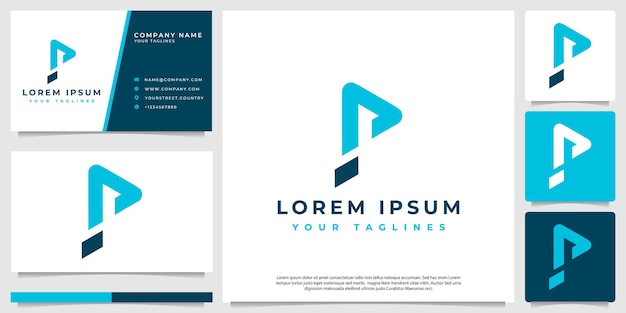 Logotipo P inicial moderno simple P para Play