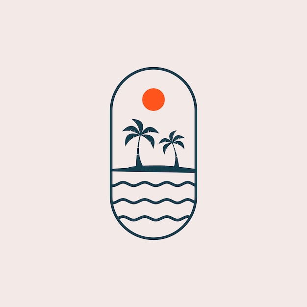 Logotipo de paisaje de playa