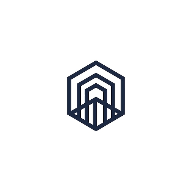 El logotipo del paisaje urbano del hexágono geométrico