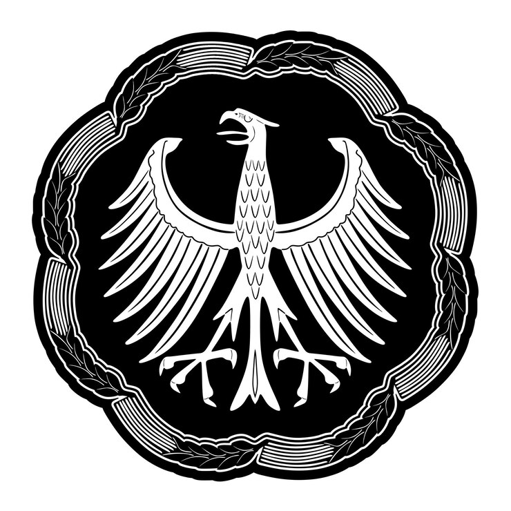 Vector logotipo de pájaro águila con marco floral silueta hecha a mano modelo 144
