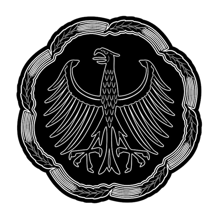 Vector logotipo de pájaro águila con marco floral silueta hecha a mano modelo 145
