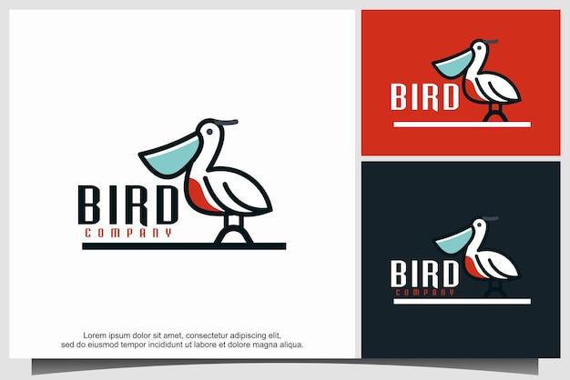 logotipo de pájaro con arte de línea logotipo minimalista