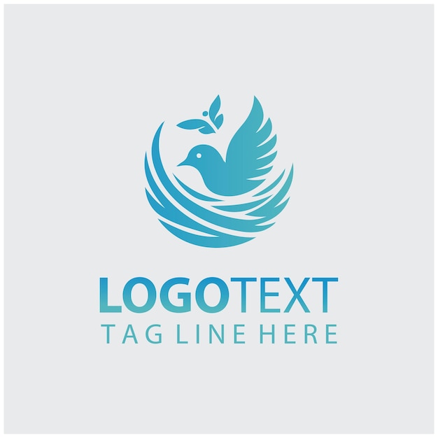 logotipo de pájaro azul sobre un fondo gris con un pájaro azul en él