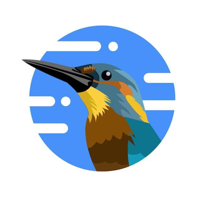 Vector logotipo de pájaro cabeza de martín pescador con un fondo de círculo rojo