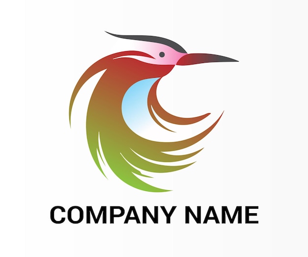 un logotipo de pájaro colorido con la palabra nombre de la compañía quot empresa quot