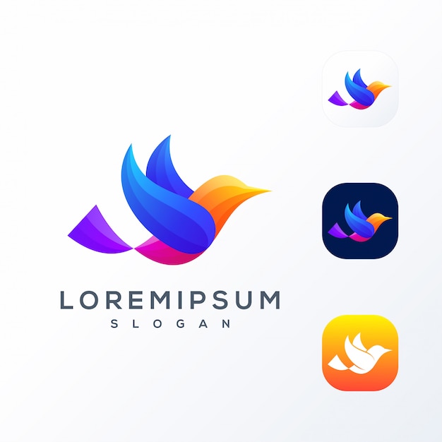 Logotipo de pájaro colorido