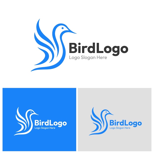 Un logotipo de pájaro como un cisne adecuado para compañías de viajes una combinación de azul claro y negro