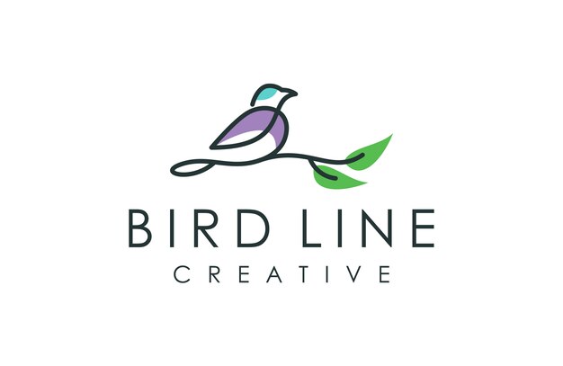 logotipo de pájaro de contorno